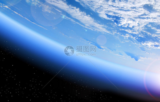 从空间蓝色行星和深黑空间图片