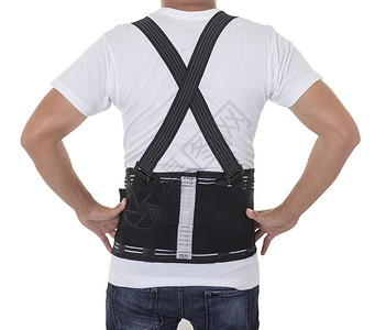 工人背部穿戴支持带以支持和图片