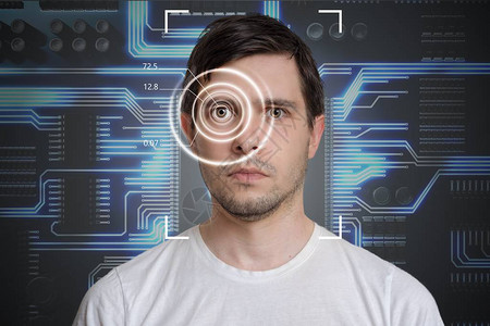 人脸检测和识别计算机视觉概念背景图片