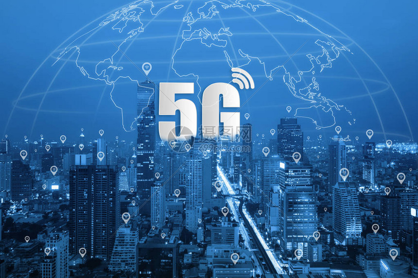 5G网络无线系统和智能城市通信网络高清图片下载-正版图片503477943-摄图网