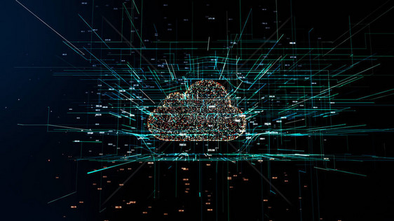 云技术云计算符号随机数和其他创建抽象3D信息技图片