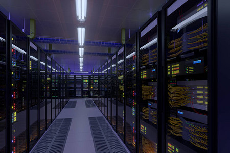 工作数据中心内部托管计算机集群超级计算机虚拟服务器数字云或挖掘加密货图片