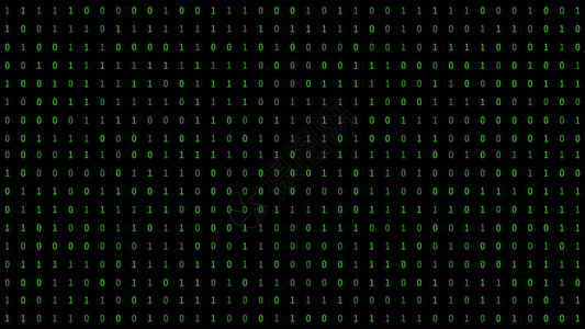 01或显示器矩阵背景上的计算机屏幕上的二进制数黑客中的数字据代码或技术概图片