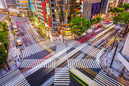 东京日本城市风景和银座图片