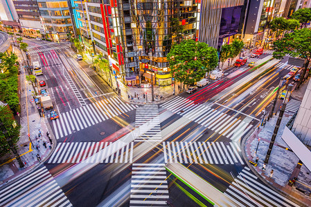 东京日本城市风景和银座图片