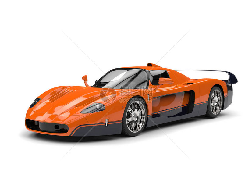 带有黑色标记的橙色概念种族赛车超级汽车图片