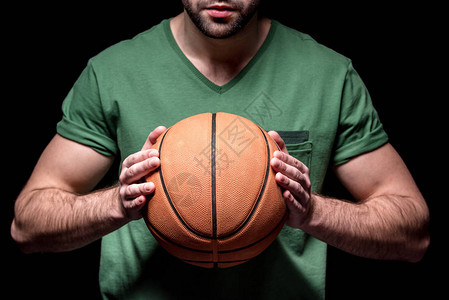 男将篮球握在黑手中被图片