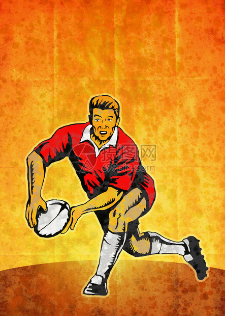 海报插图显示一个橄榄球玩家带着圆滑纹理图片