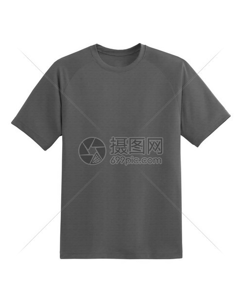 白色背景的灰色短袖棉TShirt被隔离图片