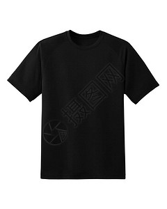 黑色浅短袖棉TShirt在白色背景上被隔离时图片