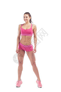 站在镜头前展示肌肉的女子健身模型图片