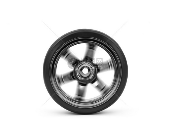 带轮胎的铬车轮在白图片