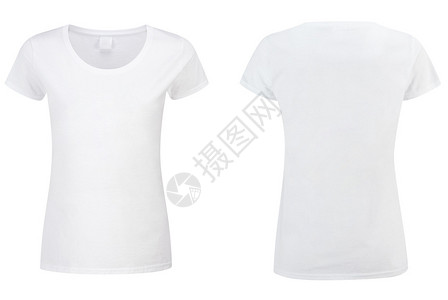两件白色短袖圆领衫白背景孤立于两图片