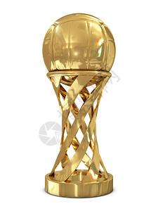 金奖杯白背景的排球图片