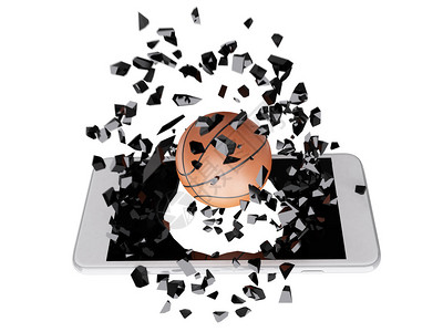 篮球从智能手机中迸发出来图片