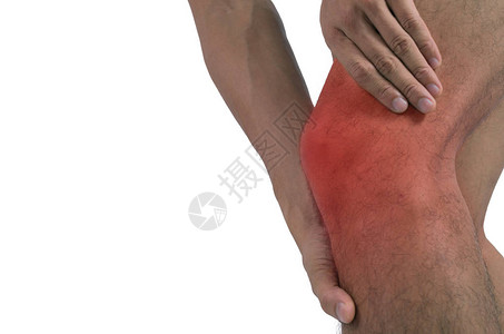 膝盖疼痛的人被白色图片
