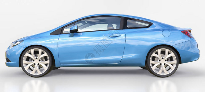 蓝色小型跑车轿跑车3d渲染图片