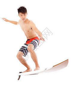 年轻的冲浪者练习冲浪pos图片