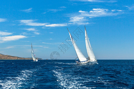 组的帆船在开放海的帆船赛在帆船赛的小图片
