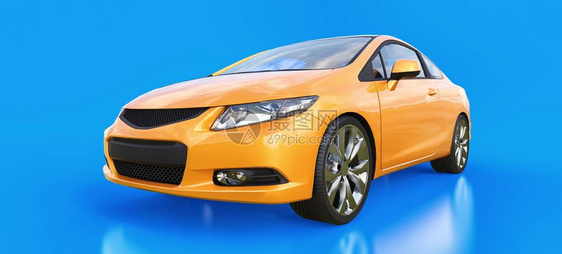 橙色小型跑车轿跑车3d渲染图片