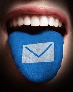 以电子邮件图标中彩色语言作为概念的张开口张嘴传图片