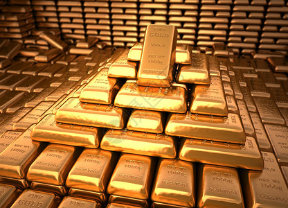 银行金库里装满了金条财务插图背景图片
