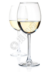 两个白葡萄酒杯白图片