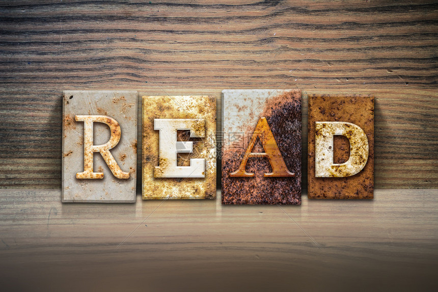 READ这个词是用生锈的金属纸质印刷型高清图片下载-正版图片503560786-摄图网
