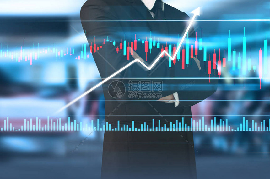 商人计划图表增长和图表积极指标在他的高清图片下载-正版图片503567119-摄图网