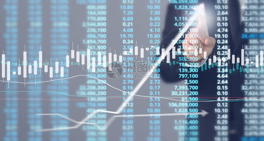商人计划图表增长和图表积极指标在他的高清图片下载-正版图片503567120-摄图网