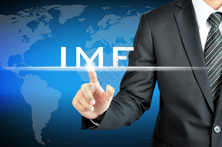 指出国际货币基金组织IMF在虚拟Sceen上图片
