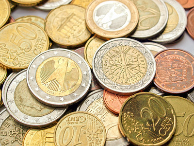 欧元硬币货欧洲货币的背景图片