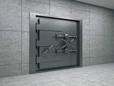 银行金属门的3d插图图片