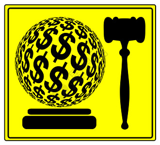在法院或要求损害赔偿和补偿的诉讼中进行经济处罚的概念标志图片