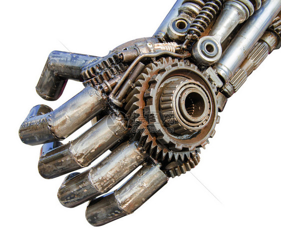 金属网络或机器人的手是机械式大砍刀螺栓图片