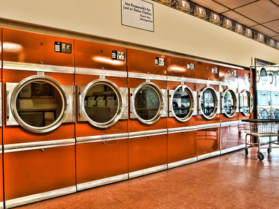 复古式自助洗衣店背景图片