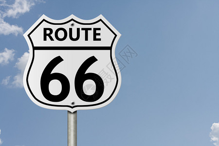 美国州际公路标志66号天空背景图片