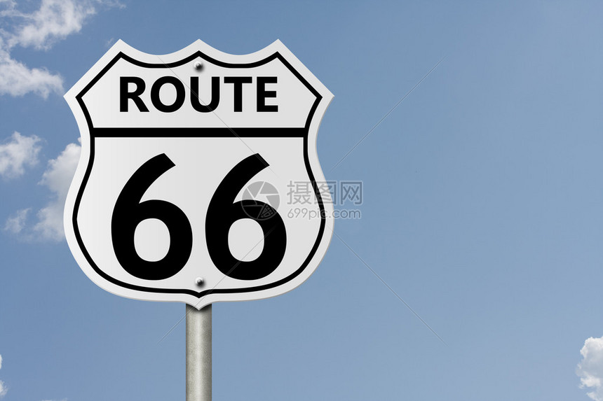 美国州际公路标志66号天空背景图片