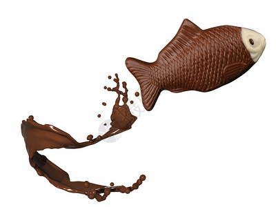 巧克力鱼正从巧克力的图片
