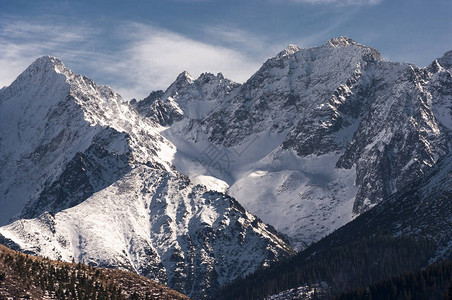 大雪山峰的美丽冬季风景美图片