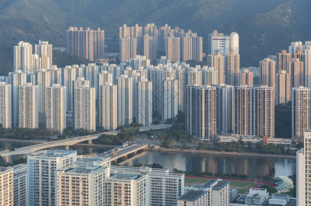 香港市住宅区空中观视图Ai图片