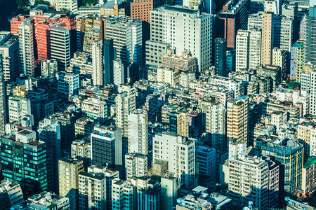 城市中以香港居民为模范的美丽建筑结构建设背景图片