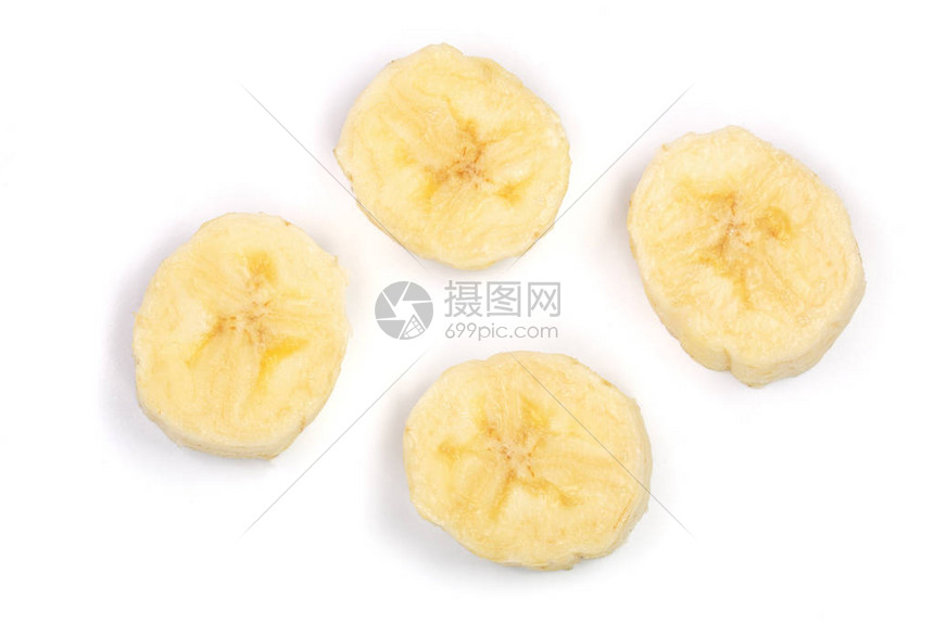 香蕉切片在白色背景上被隔离平坦的躺下高清图片下载-正版图片503627343-摄图网