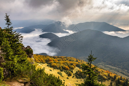 美丽的晨间山景图片