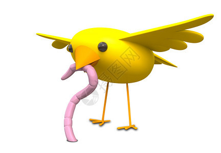 一个字面描述一只黄鸟捕到粉图片