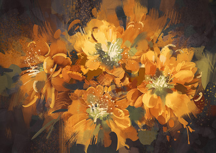 数字绘画多彩的抽象花朵配有板条图片