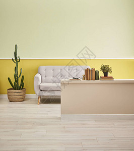 灰色沙发家具和植物黄图片