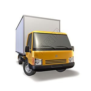 黄色小卡车的3d插图背景图片