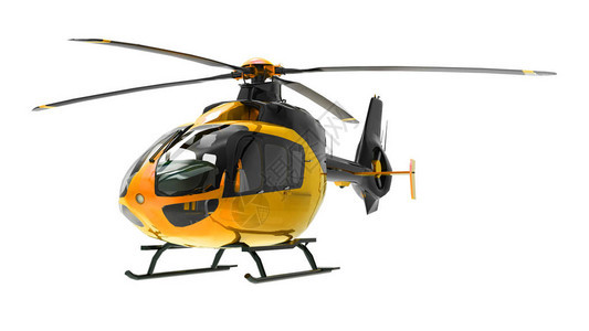白色背景上孤立的黄色直升机图片