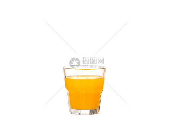 橙汁在白色背景上孤立图片